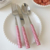 Ceramic Handle Grid Style Stainless Steel Tableware